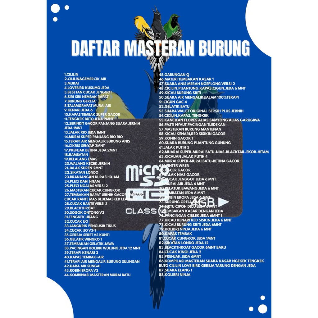 Mp3 memori masteran burung 88 masteran burung