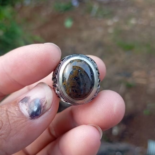 Natural cincin badar besi kuning tembus senter