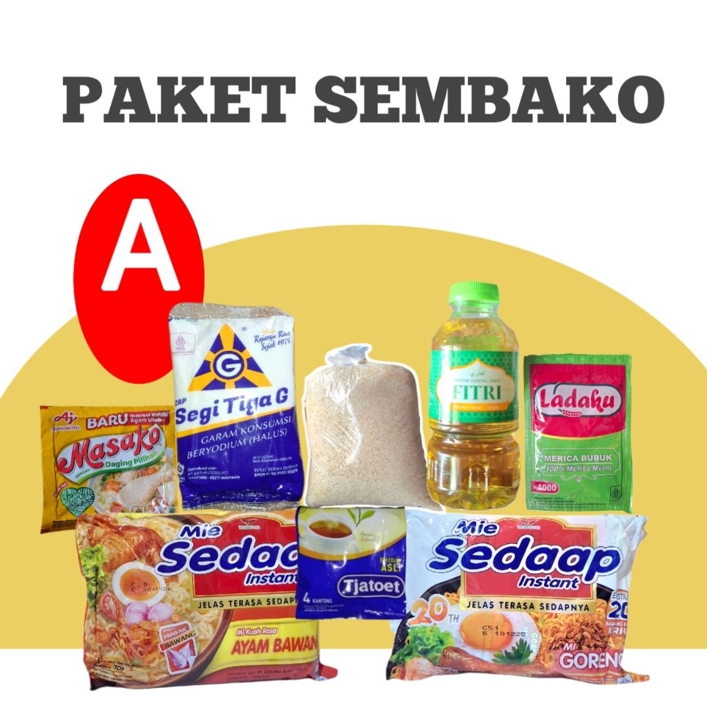 

Paket Sembako 1 || Murah / Beras / Minyak / Gula / Garam / Mie sedaap / Ladaku / Masako