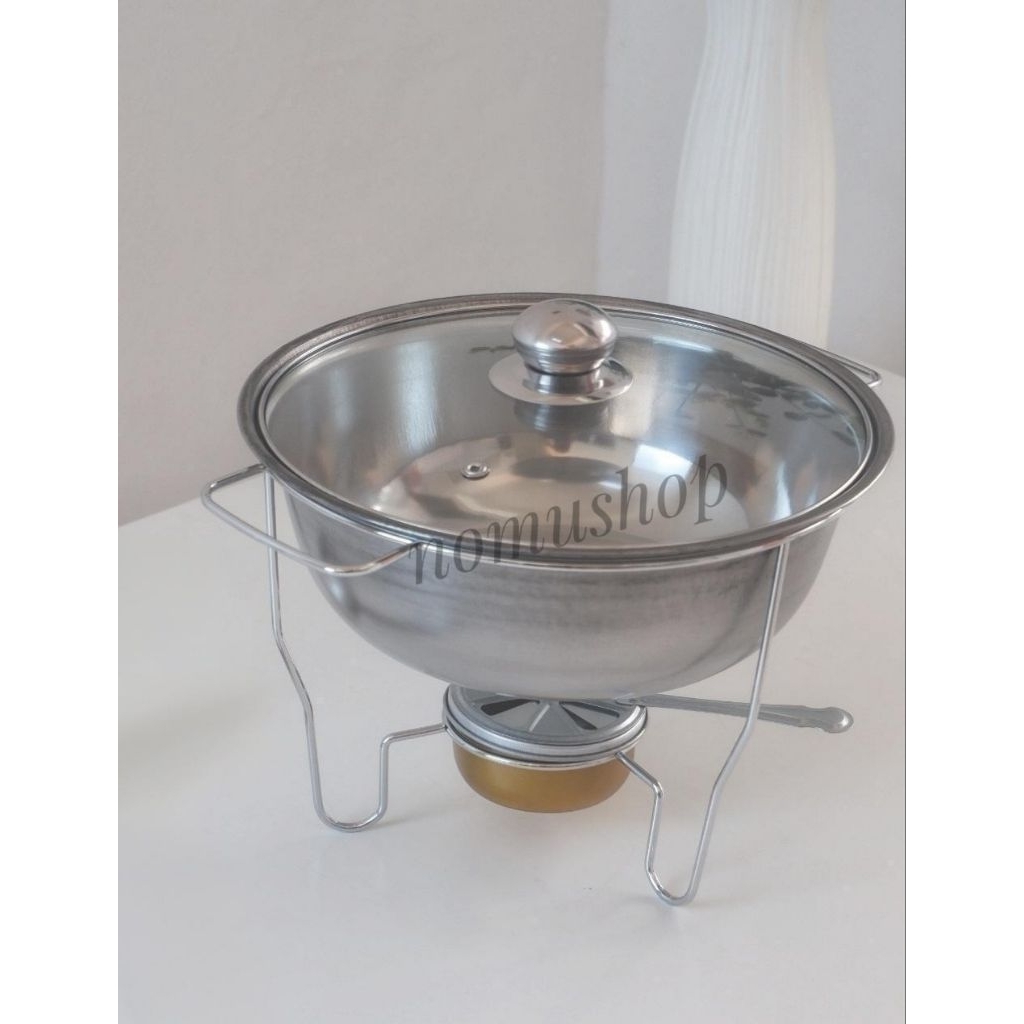 prasmanan sop wadah saji sayur bulat tutup kaca stainless steel prasmanan