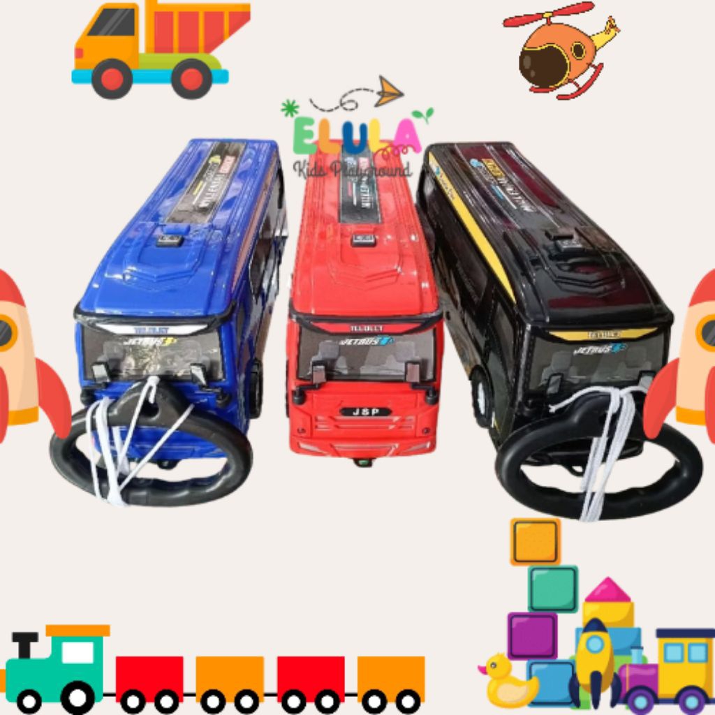 Mainan Anak Mobil Bus Basuri Elf Travel Musik dan Lampu Mainan Anak Laki Laki Mobil Mobilan Elp Prom
