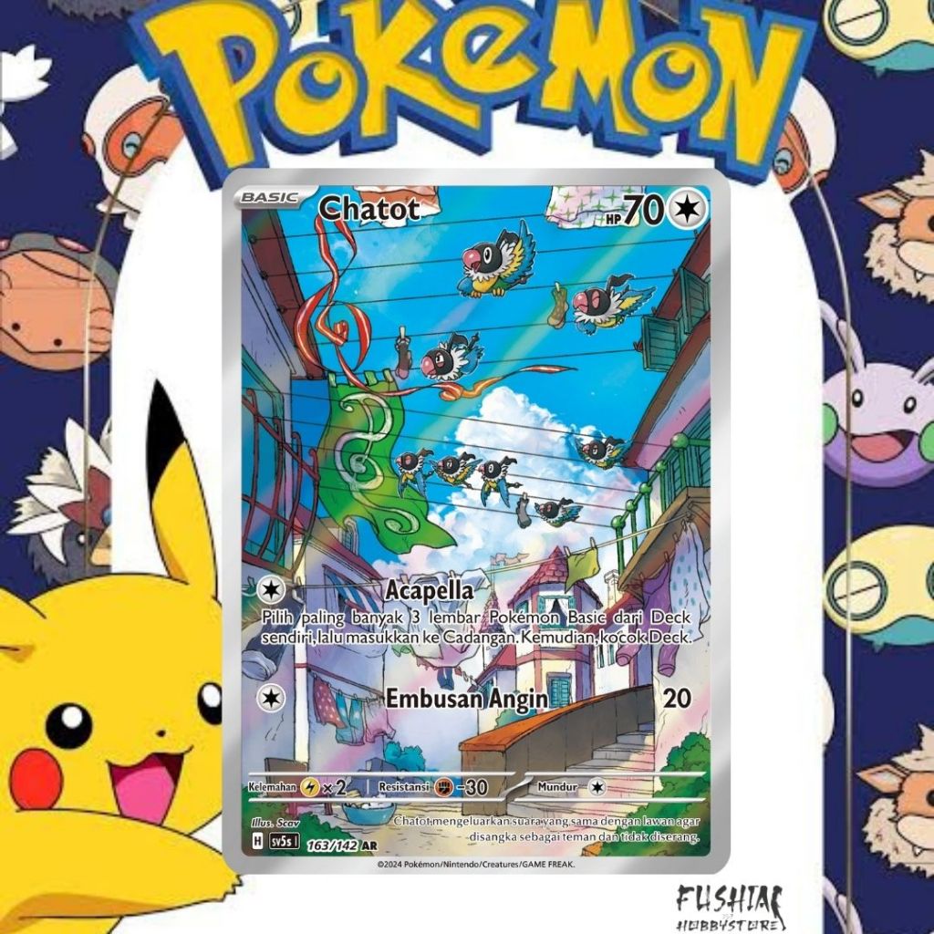Kartu Pokemon TCG Chatot AR sv5s (163/142)