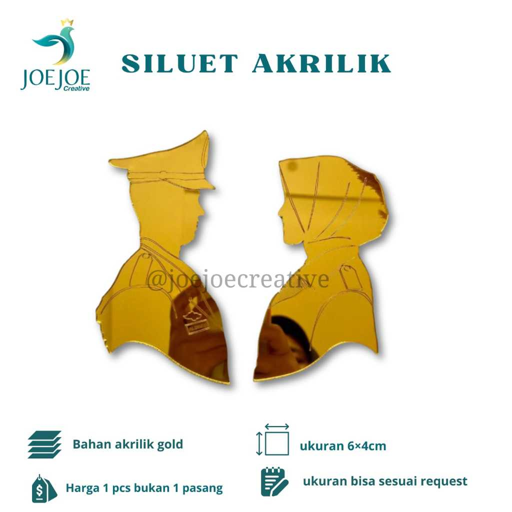 siluet akrilik | bahan mahar pernikahan | siluet akrilik gold