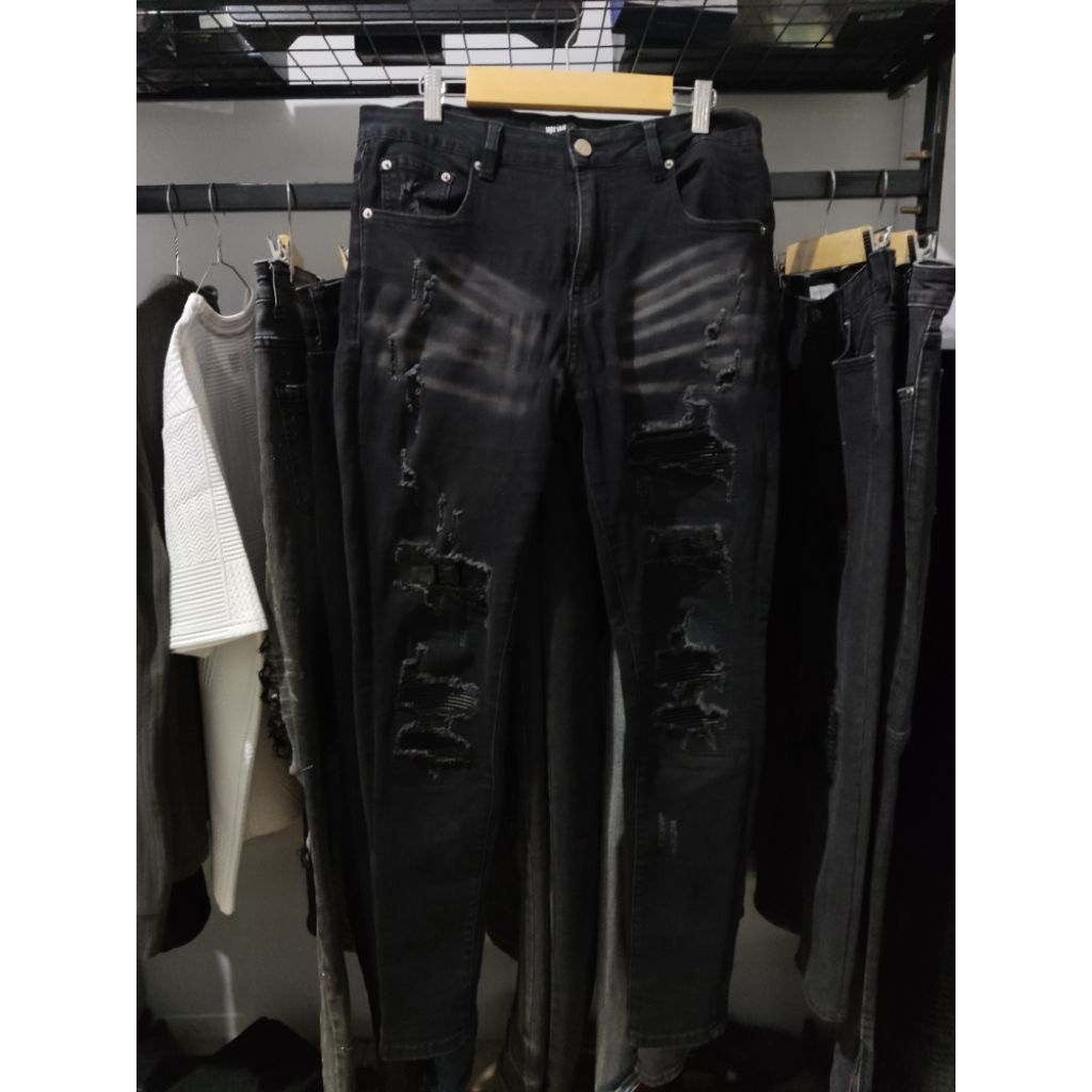 (PRELOVED/SECOND) Uprise Croco Jeans Denim Leather Ripped