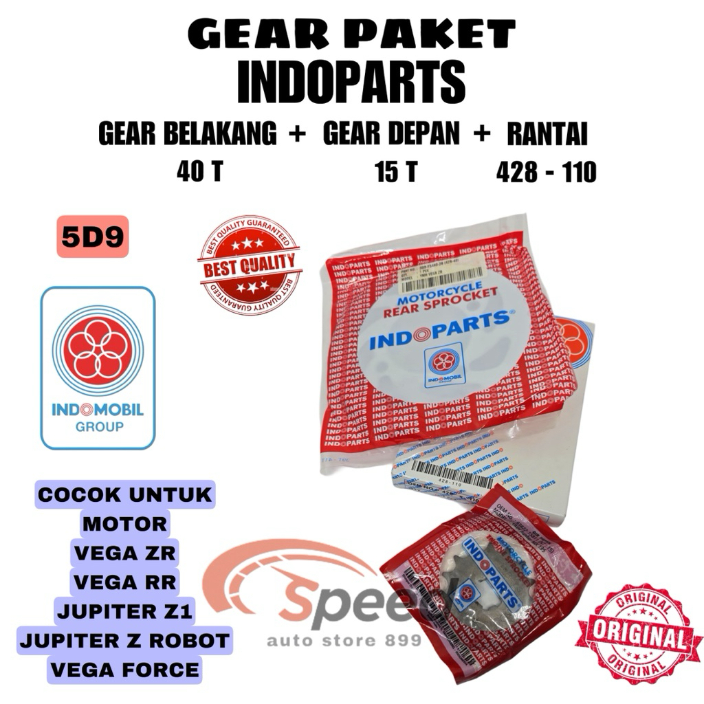 GEAR SET/GIR PAKET/CHAIN KIT (5D9) ORIGINAL INDOPARTS UNTUK MOTOR VEGA ZR/VEGA RR/JUPITER Z1/JUPITER