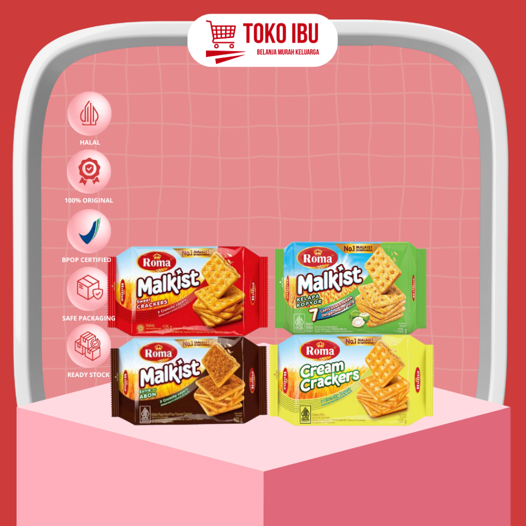 

Roma Malkist/ Cream Crackers/ Biskuit Crackers Krim/ 105gr - Abon |Crackers |Cream |Kelapa kopyor