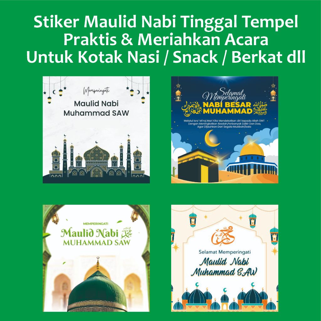 

Stiker Maulid Nabi Tinggal Tempel, Praktis & Meriahkan Acara! Untuk Kotak Nasi / Snack / Berkat Acara Islami