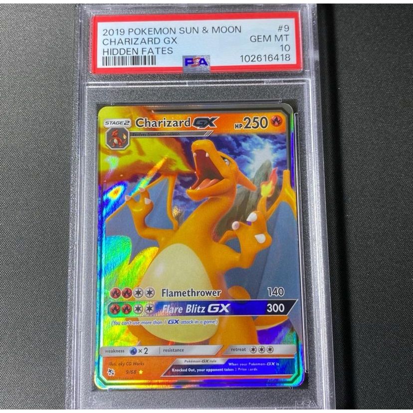 PSA 10 Charizard GX EN Sun & Moon Hidden Fates Kartu Pokemon TCG English