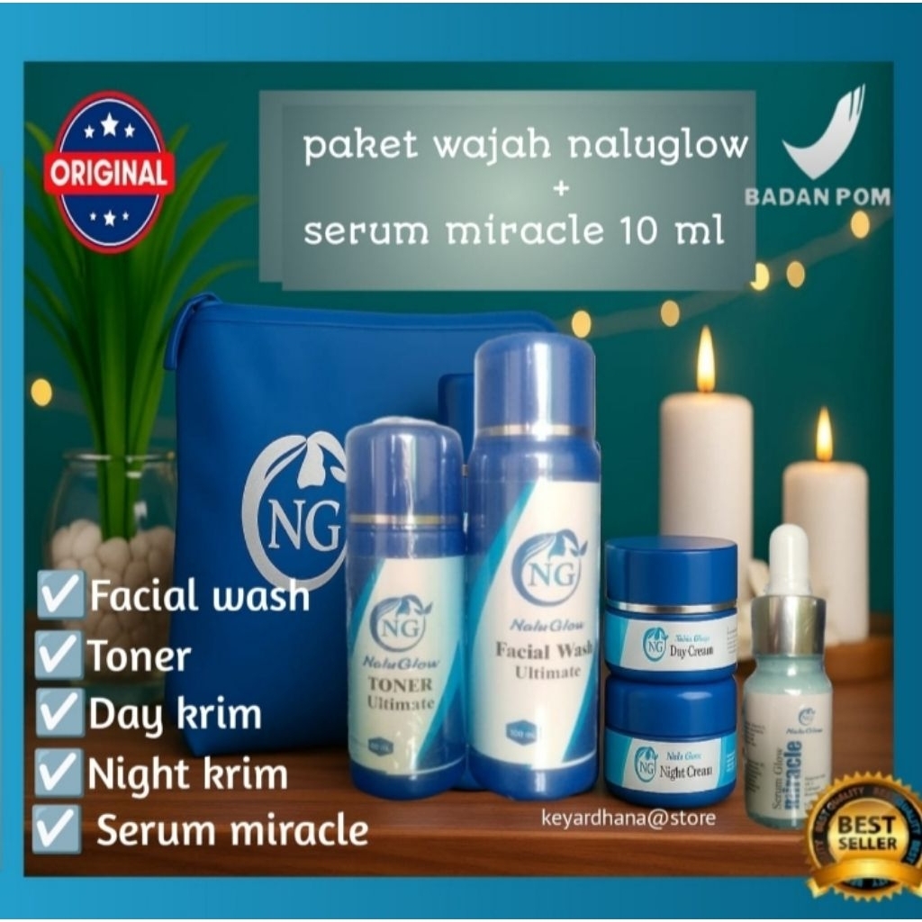 PAKET HEMAT  WAJAH DAN SERUM NALUGLOW/ACNE/WHITENING WHITEGLOW/ULTIMATE FLEK NALU GLOW SKINCARE SERU