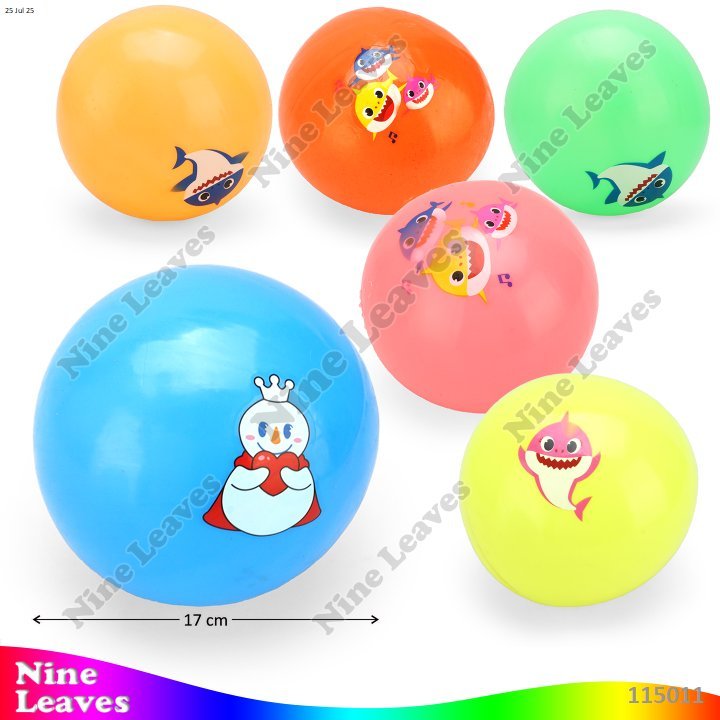 [1 Pcs] Mainan Anak Bola Karet Gambar Karakter Baby Shark/Pinkfong/Naruto/Poli Mainan Olahraga