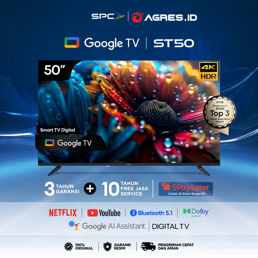 SPC Smart TV 50 UHD  4K Google TV Dolby Audio Google Assistant Digital TV Frameless Ultra