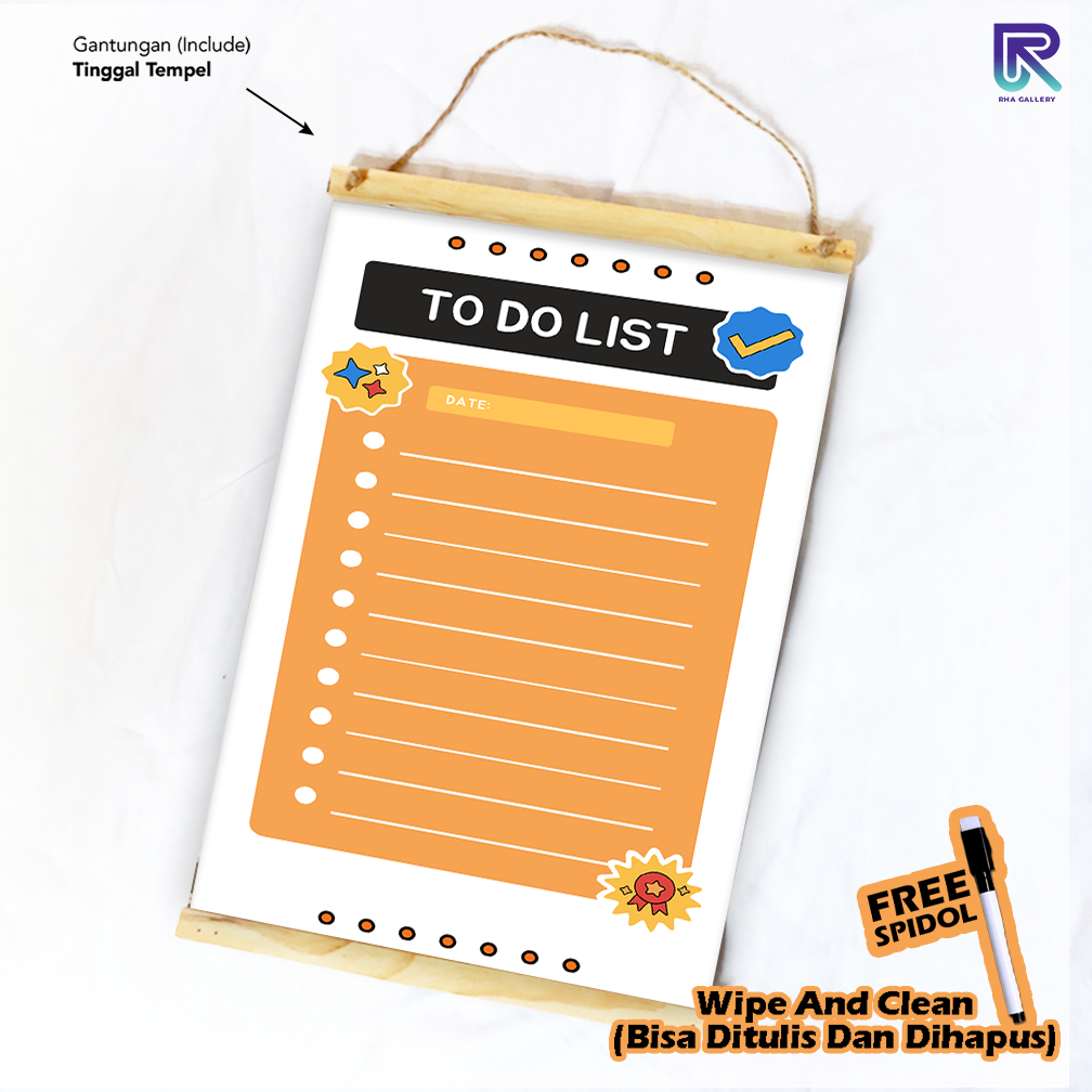 

RHA GALLERY Planner To Do List Activity Daily / Weekly Wipe And Clean List Jadwal Tulis 32x48 CM