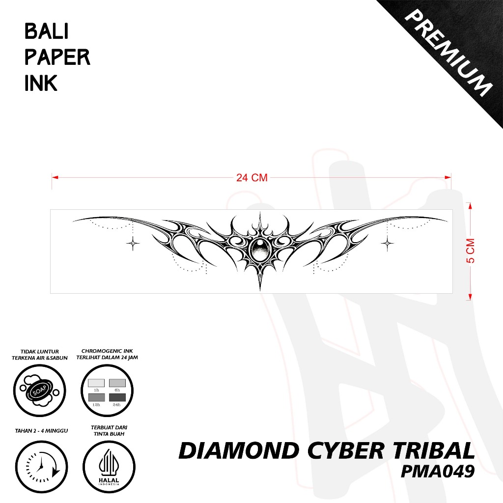 PMA049 DIAMOND CYBER TRIBAL Bali Paper Ink Fruit Ink Tatto Temporary Premium Tato Temporer Armband T