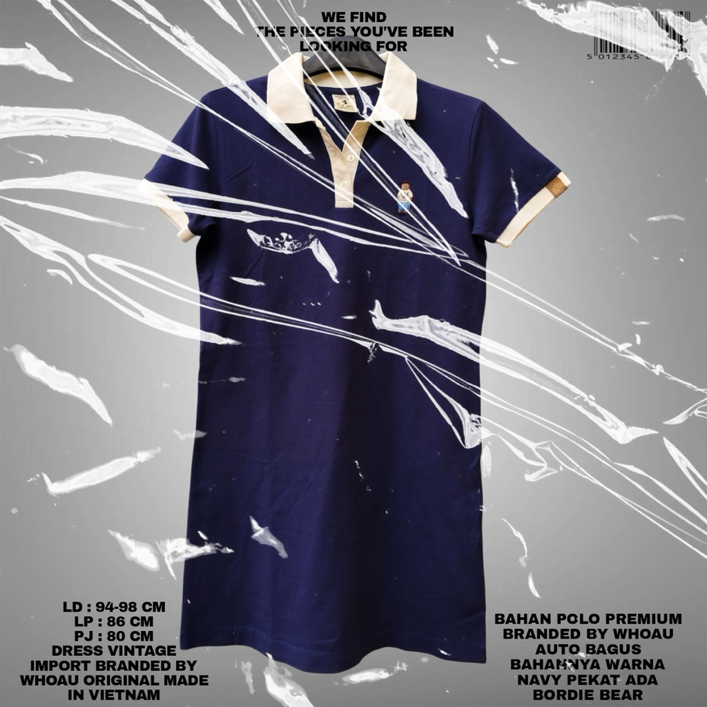 WHOAU ORIGINAL/WHO.AU DRESS/DRESS IMPORT PREMIUM/KOREAN DRESS/DRESS POLO NAVY/POLO DRESS BEAR/DRESS 