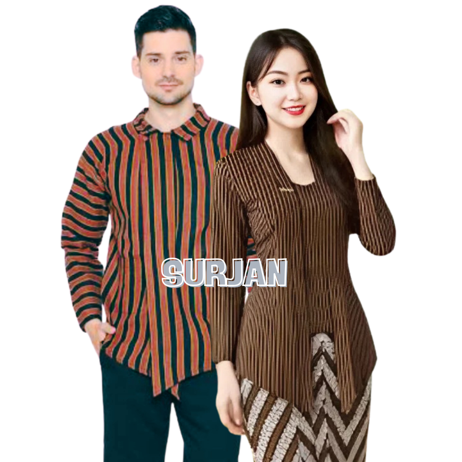 Kebaya Wanita dan Kemeja Pria Batik Lurik Surjan Dewasa Premium