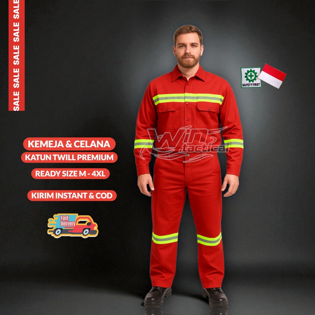 SETELAN Wearpack Atasan Kemeja Safety Baju Sefty Lengan Panjang Kancing