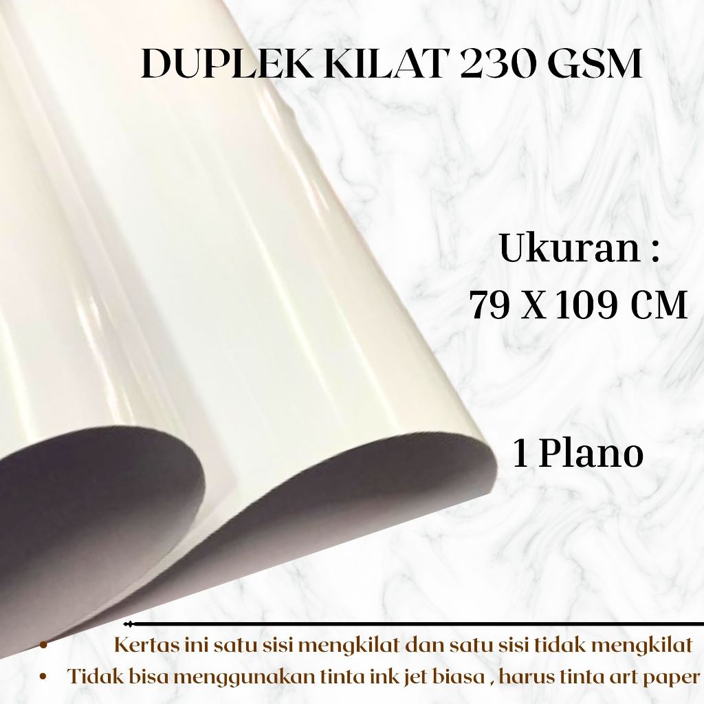 (1 PLANO) DUPLEK KILAT 230 GSM UKURAN PLANO ( 79 X 109 CM ) MIN ORDER 2 PLANO