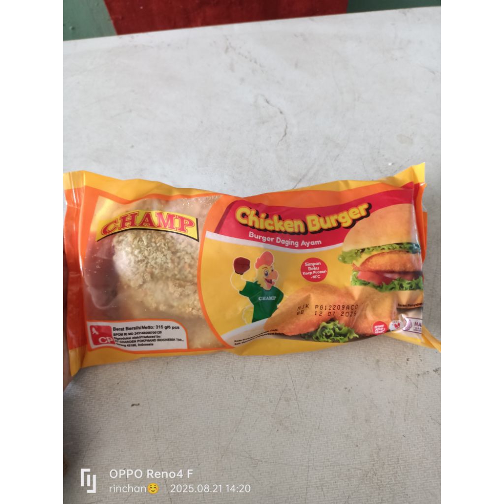 

Daging Burger champ 315gr isi 6pcs