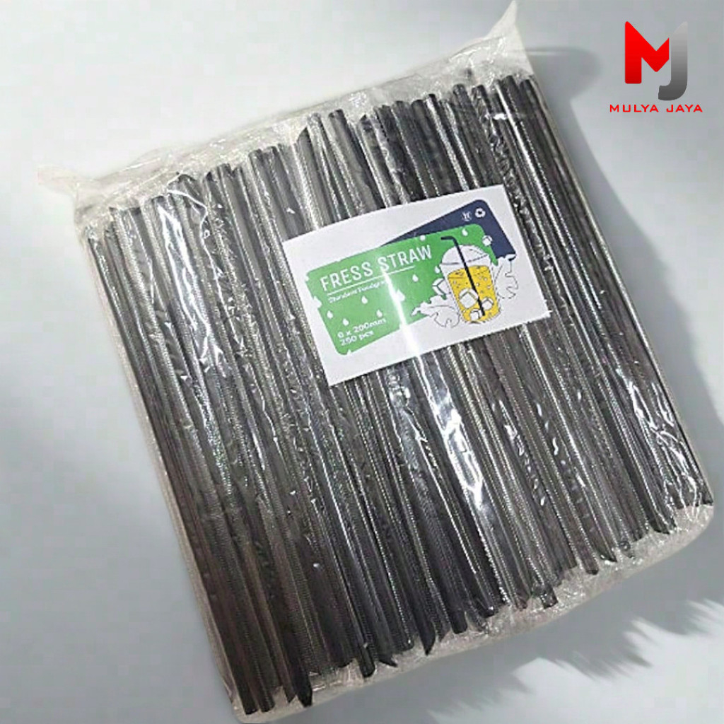 Mulya Jaya ( 1 Karton ) Sedotan Steril Hitam Plastik Tebal