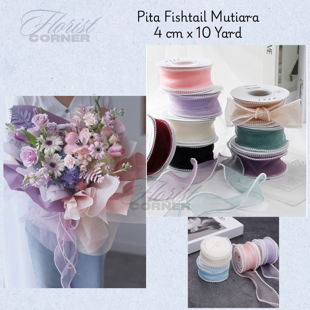 

[ Roll ] Pita Fishtail Mutiara / Pearl Organza Ribbon