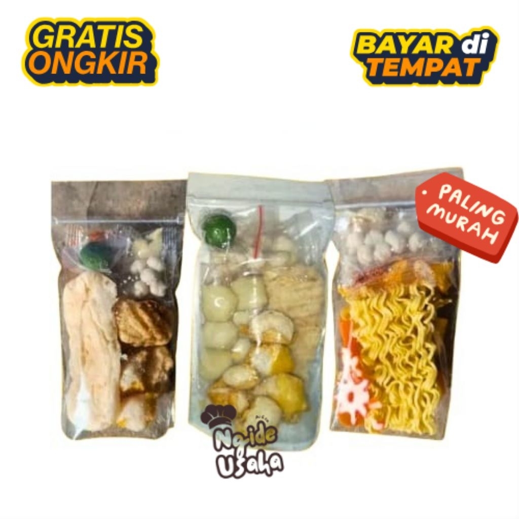 

[PAKET ICIP 3pcs MIX] Ready baso aci paket usaha ekonomi cuanki instan seblak instan komplit boci ayam suwir pedes mercon enak murah paket jualan cemilan makanan