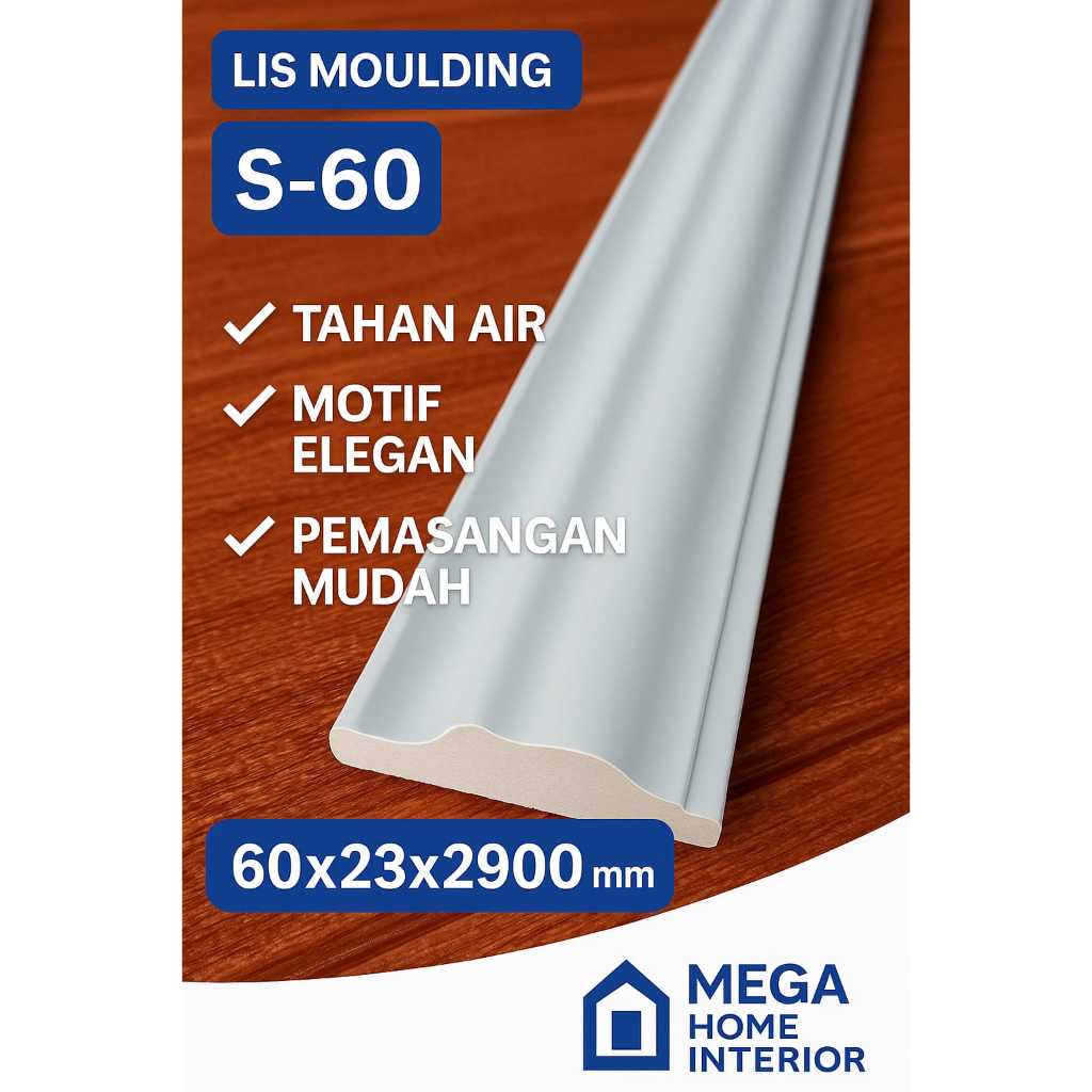 Lis Moulding Putih – List Dinding Dekoratif PVC=Lis Model Samping