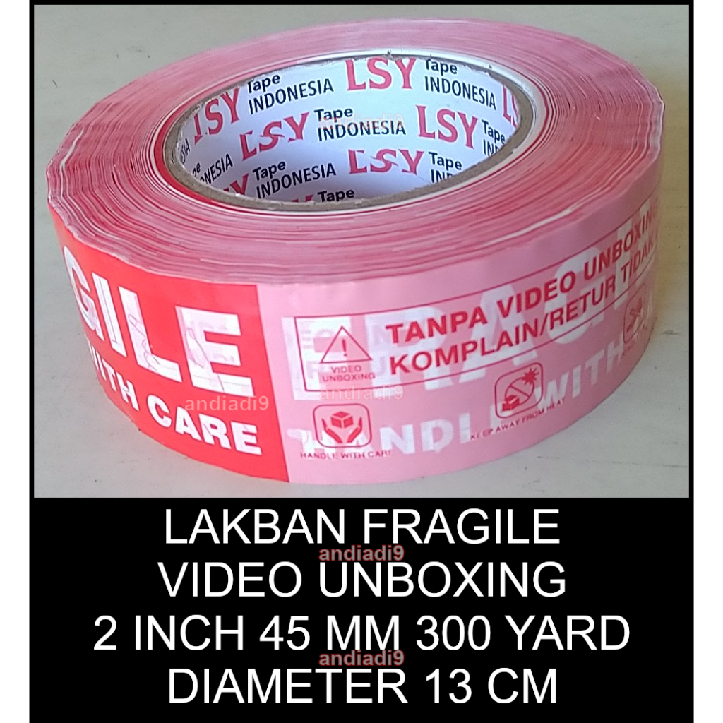 

SOLASI SELOTIP LAKBAN TAPE FRAGILE BARANG MUDAH PECAH BELAH VIDEO UNBOXING TRANSPARAN 2 INCH 45 MM 300 YARD DIAMETER 13 CM