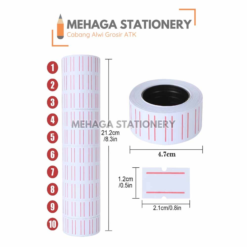 

Kertas Label Harga / Price Label Line Putih Combo | 1 Roll