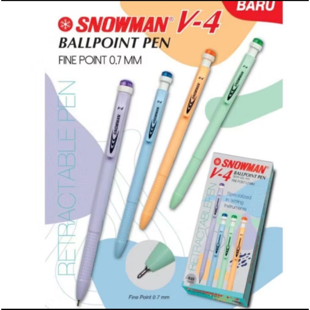 1PACK (12PCS) PULPEN SNOWMAN V-4 / BOLPEN SNOWMAN V4