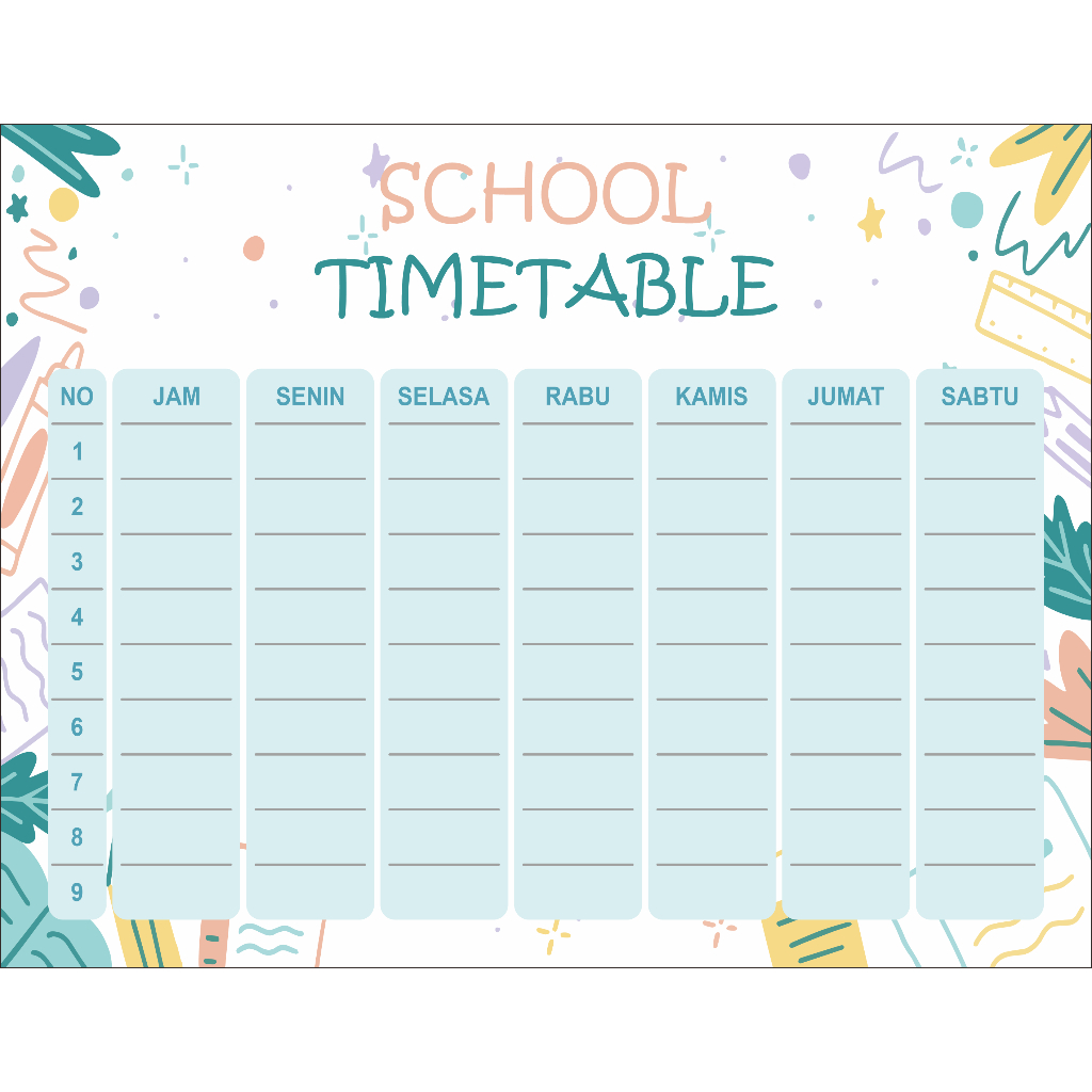 

KARTU JADWAL PELAJARAN SEKOLAH + STICKER MATA PELAJARAN