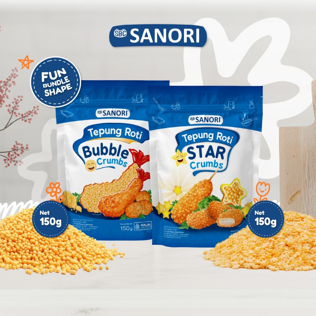 

Fun Shape Bundle - SBC Sanori - Tepung Roti isi 2 Varian: Bubble Crumbs + Star Crumbs