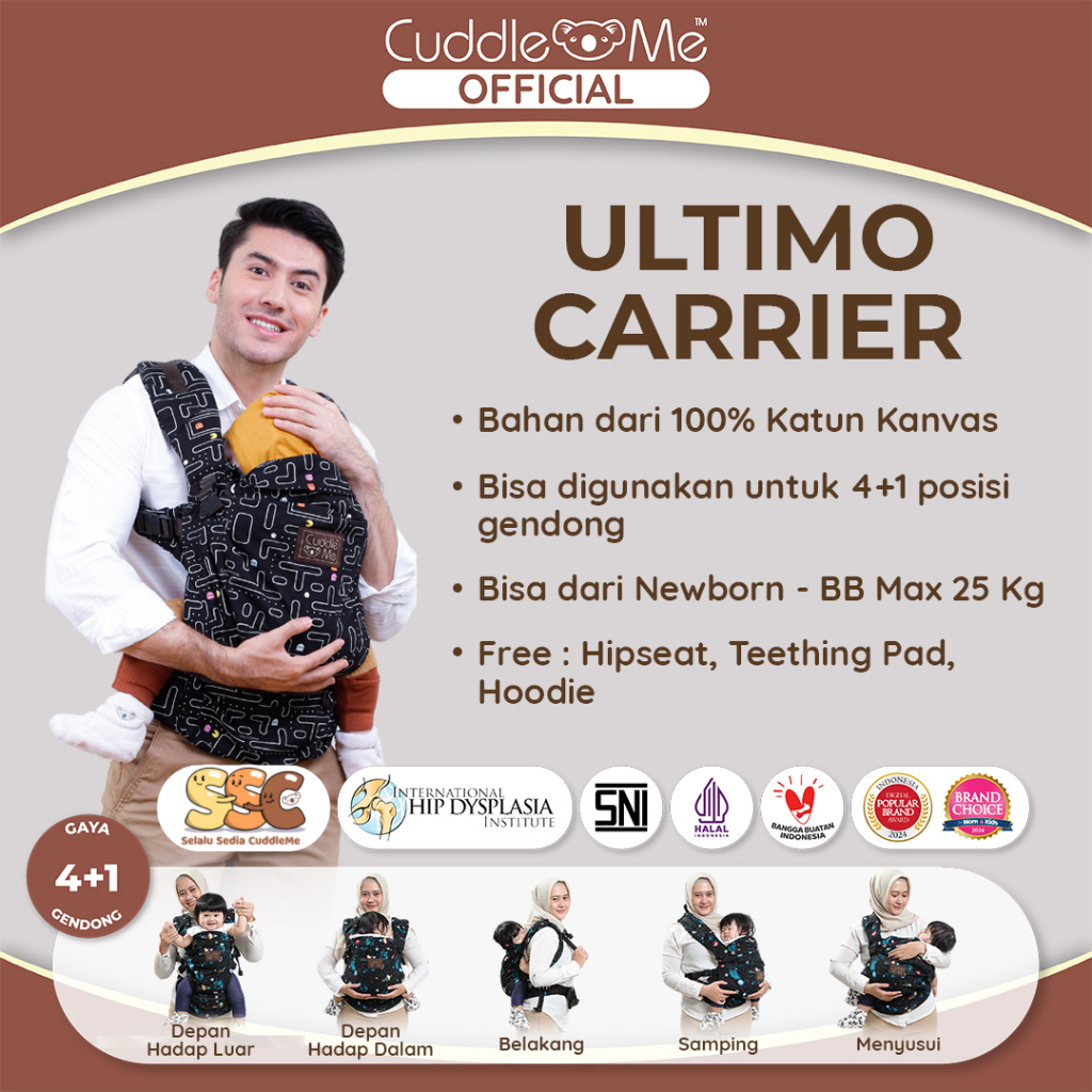 Gendongan Bayi - CUDDLEME Ultimo Carrier M Shape  4 + 1 Posisi Gendong Untuk Baby New Born