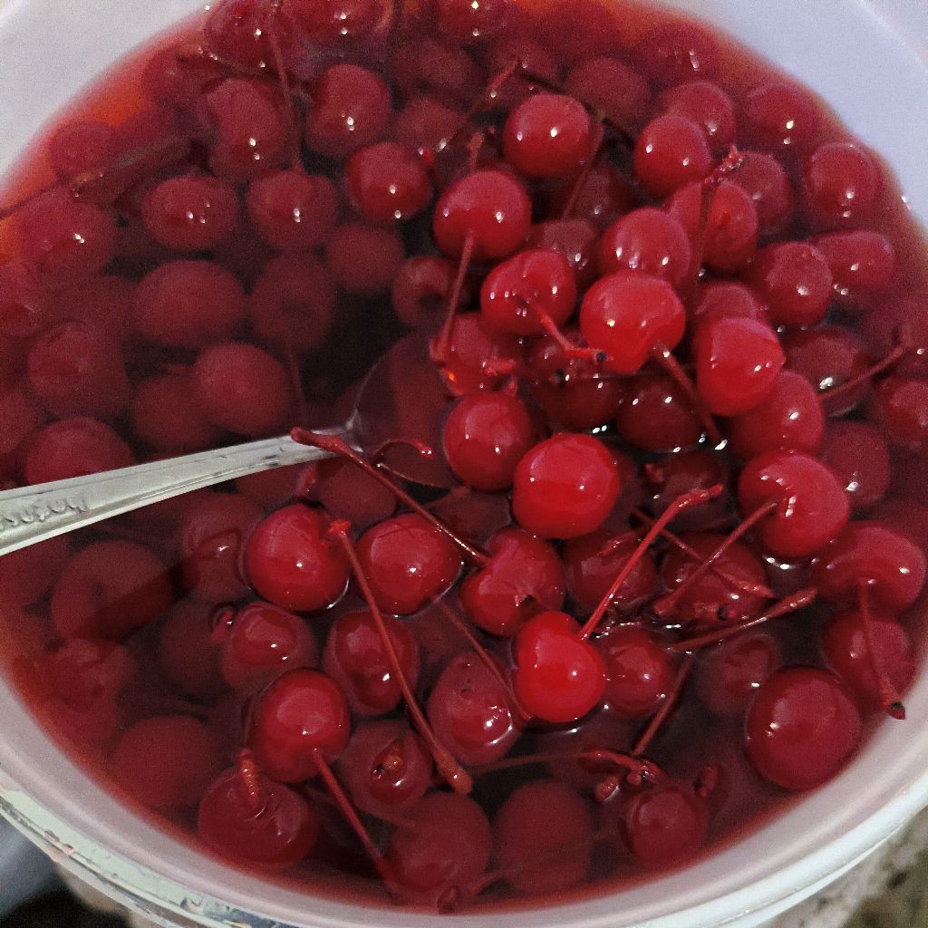 

Cherry ceri merah tangkai 100gr hias kue asem