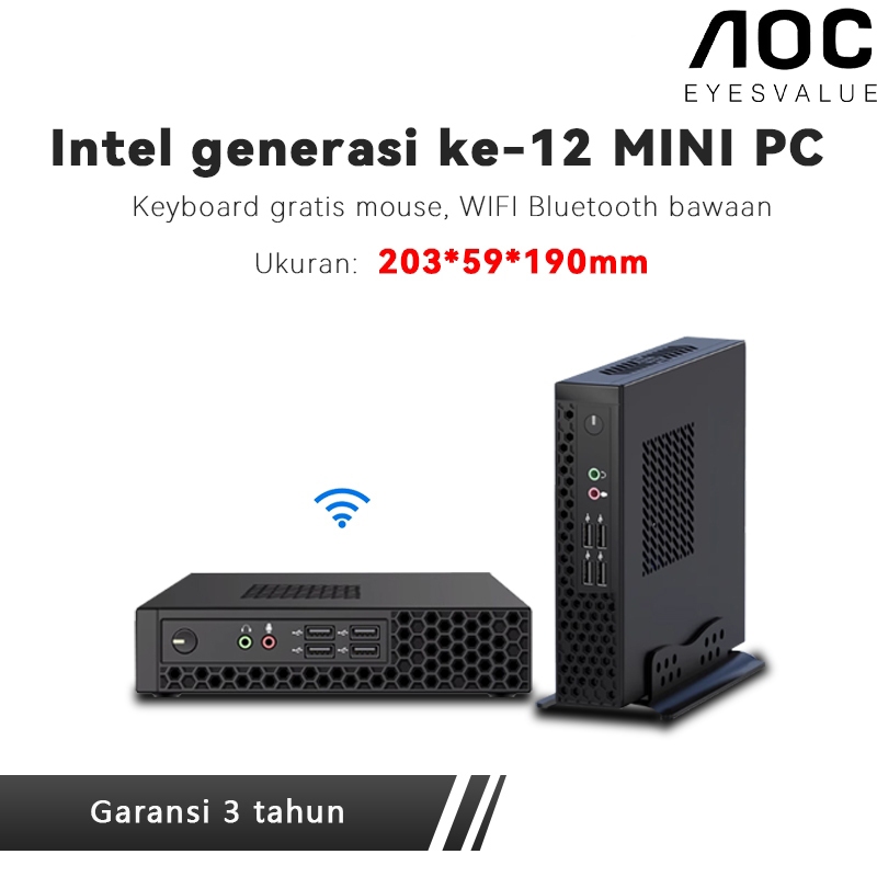 AOC PC Intel I5/I7 Mini PC Gaming Full Set ITX Mini Komputer Desktop Mendukung WIFI/Bluetooth, Keybo