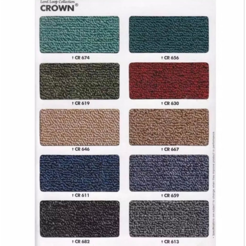 CROWN lebar 4 Meter / Karpet Polos Crown Lebar 4mtr / Karpet Kantor BELUM TERMASUK OBRAS
