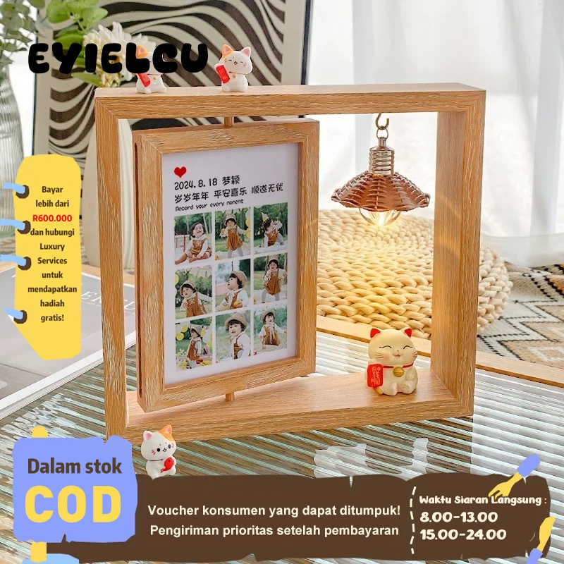 Eyre 6 inci kreatif modern dua sisi berputar bingkai foto berputar berdiri album foto yang dipersona