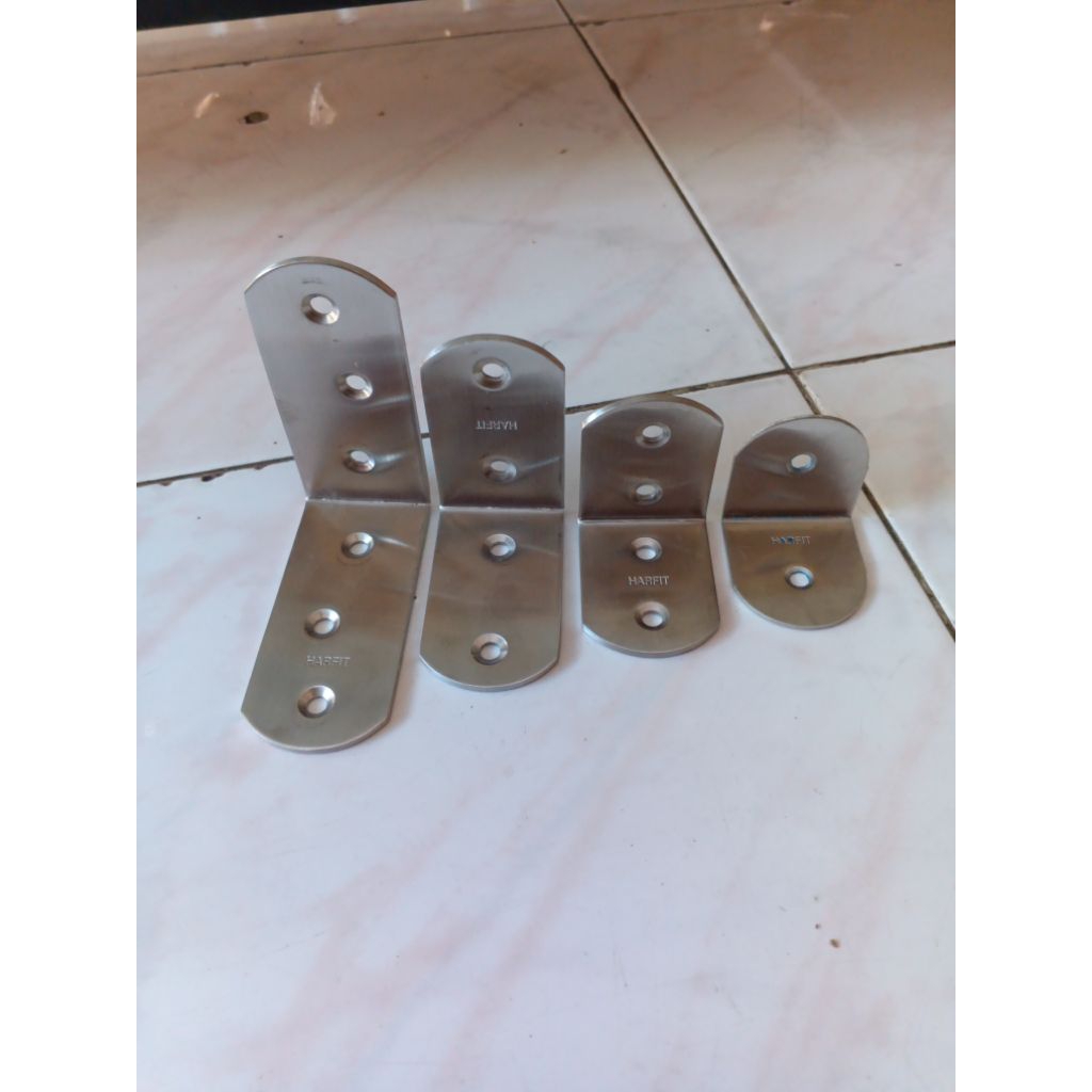 Plat Siku Stainless Oval Ambalan Rak Siku Lebar Bracket Siku Penyangga Rak