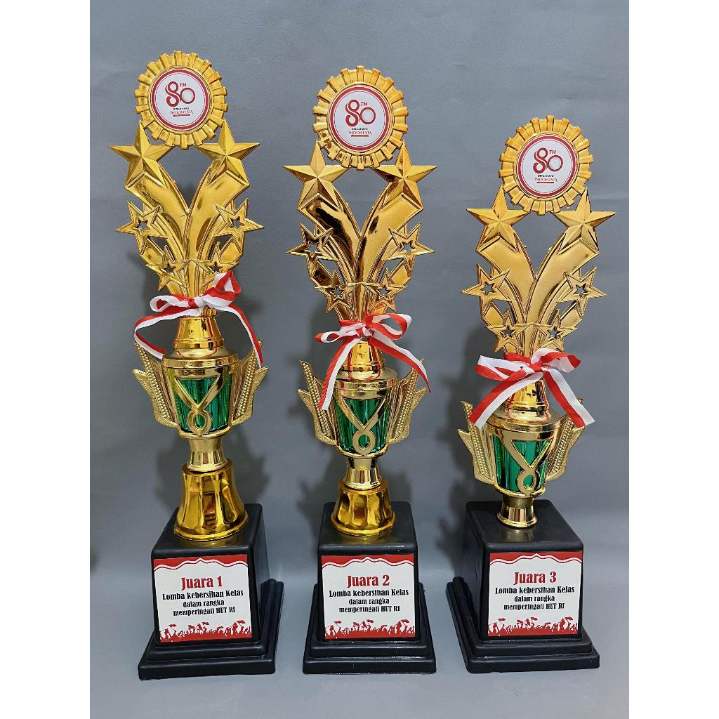 Piala Kemerdekaan Kombinasi Cup Vas Kecil | Piala Plastik Murah |Free Custom Tulisan