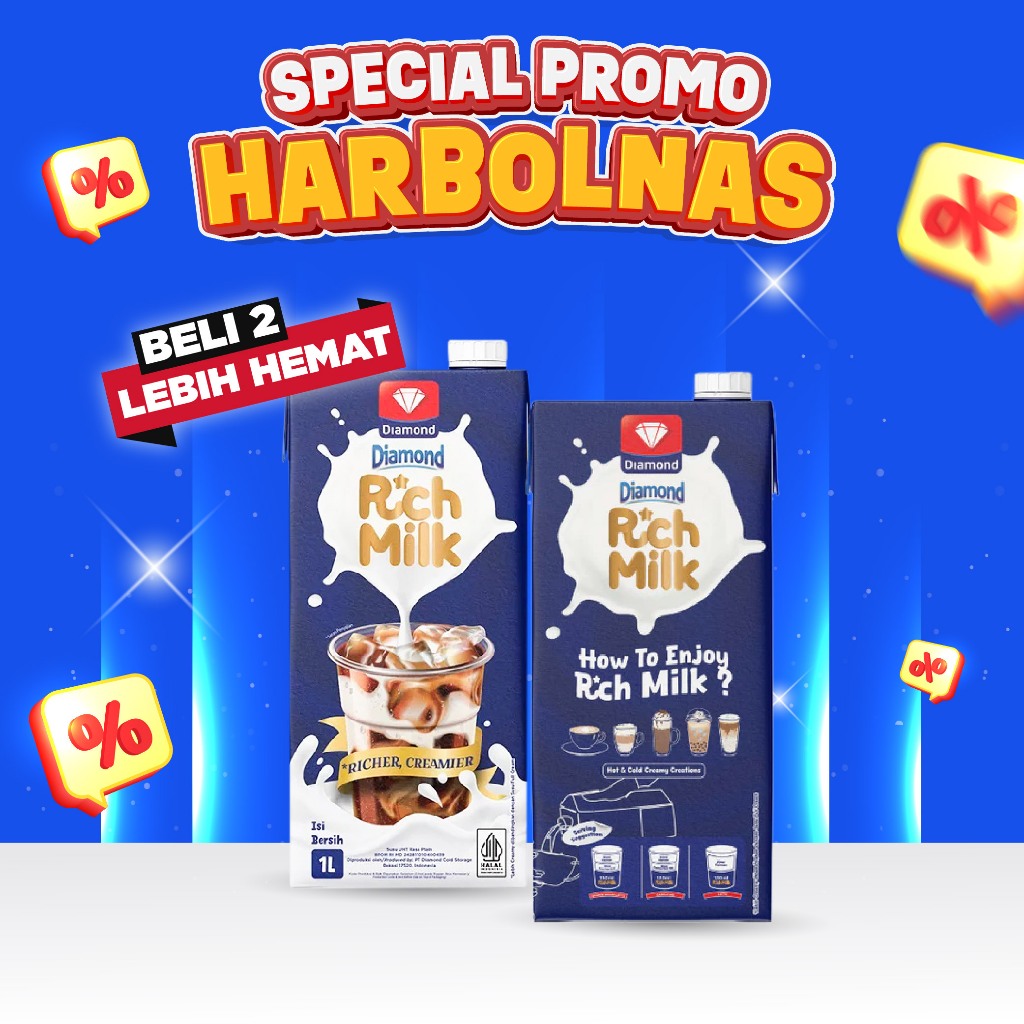 

BELI 2 PCS DIAMOND UHT R*CH MILK 1 LT LEBIH HEMAT