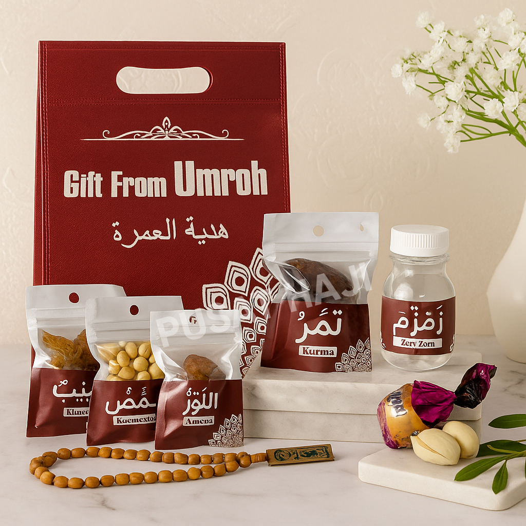 

Paket Oleh-Oleh Haji & Umroh | Tas Goodie Bag Merah | Paket A-H