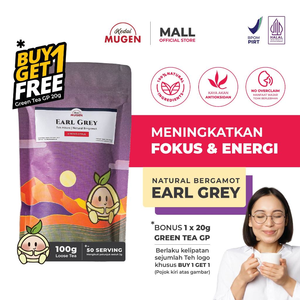 

Teh Hitam Earl Grey Black Tea Natural Bergamot Kedai Mugen 100g