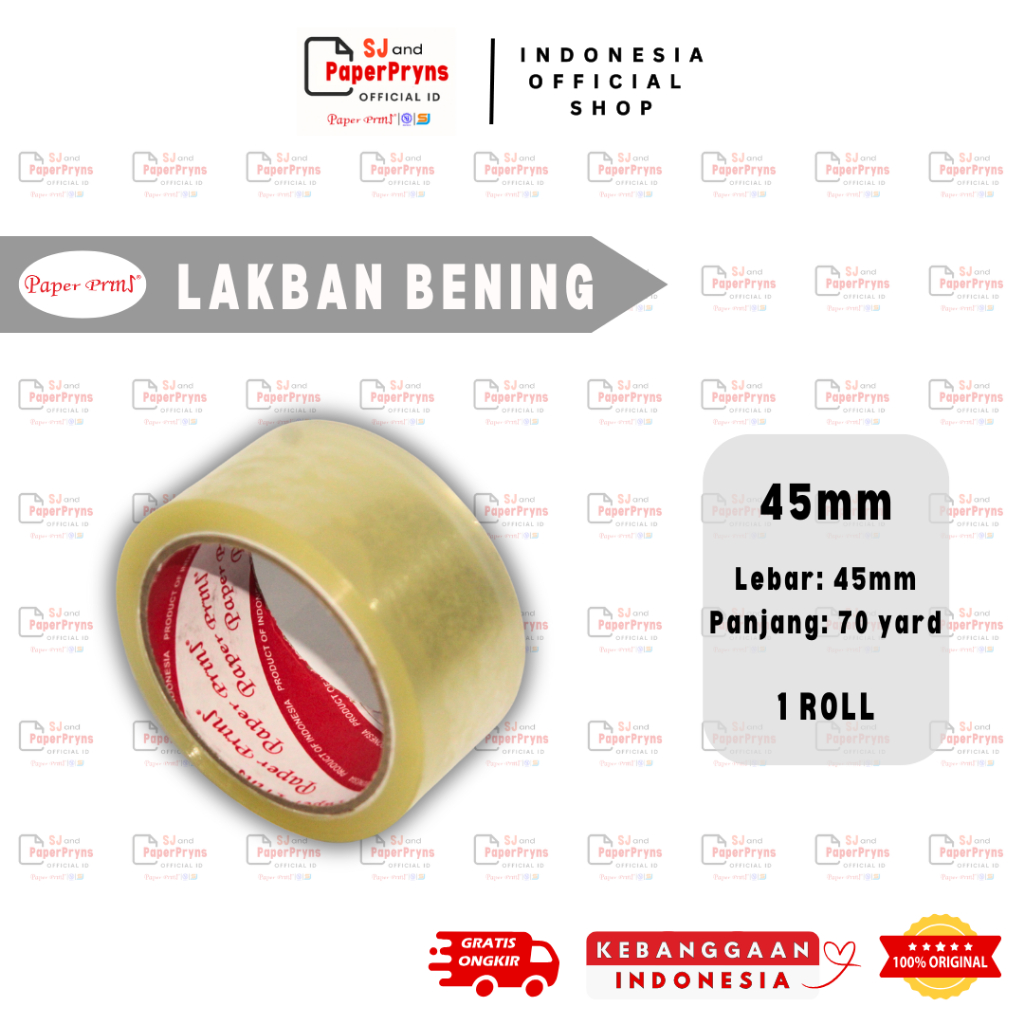 

PAPERPRYNS Lakban OPP Bening 45mm x 70 Yard - 1 ROLL