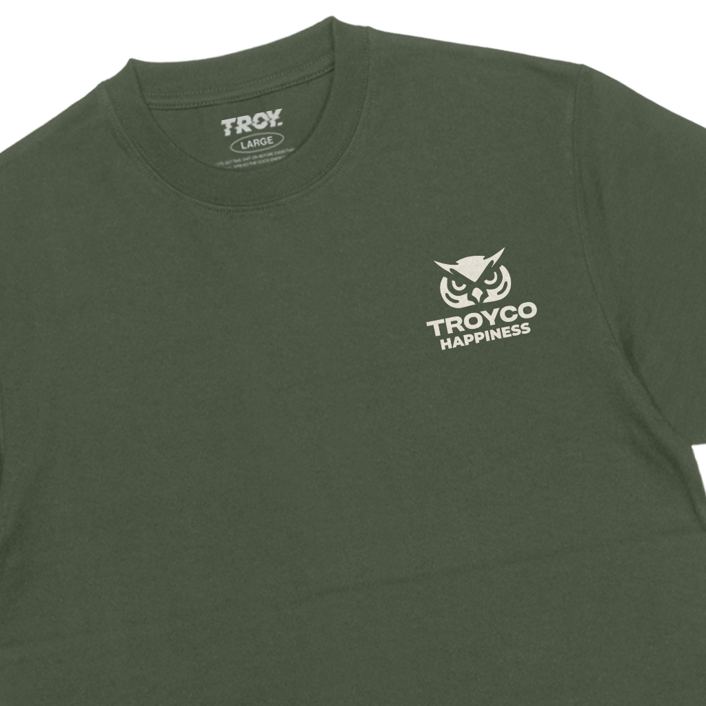 Troy Company Tshirt Army Green Happiness - Kaos Lengan Pendek Kaos Hijau Army MTD 3268