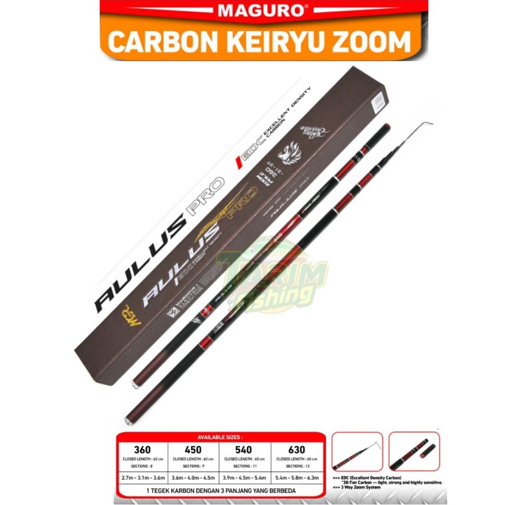 Tegek Zoom Maguro Aulus Pro | 360 | 450 | 540 | 630 | Zoom Pole | Alat Pancing Unggulan