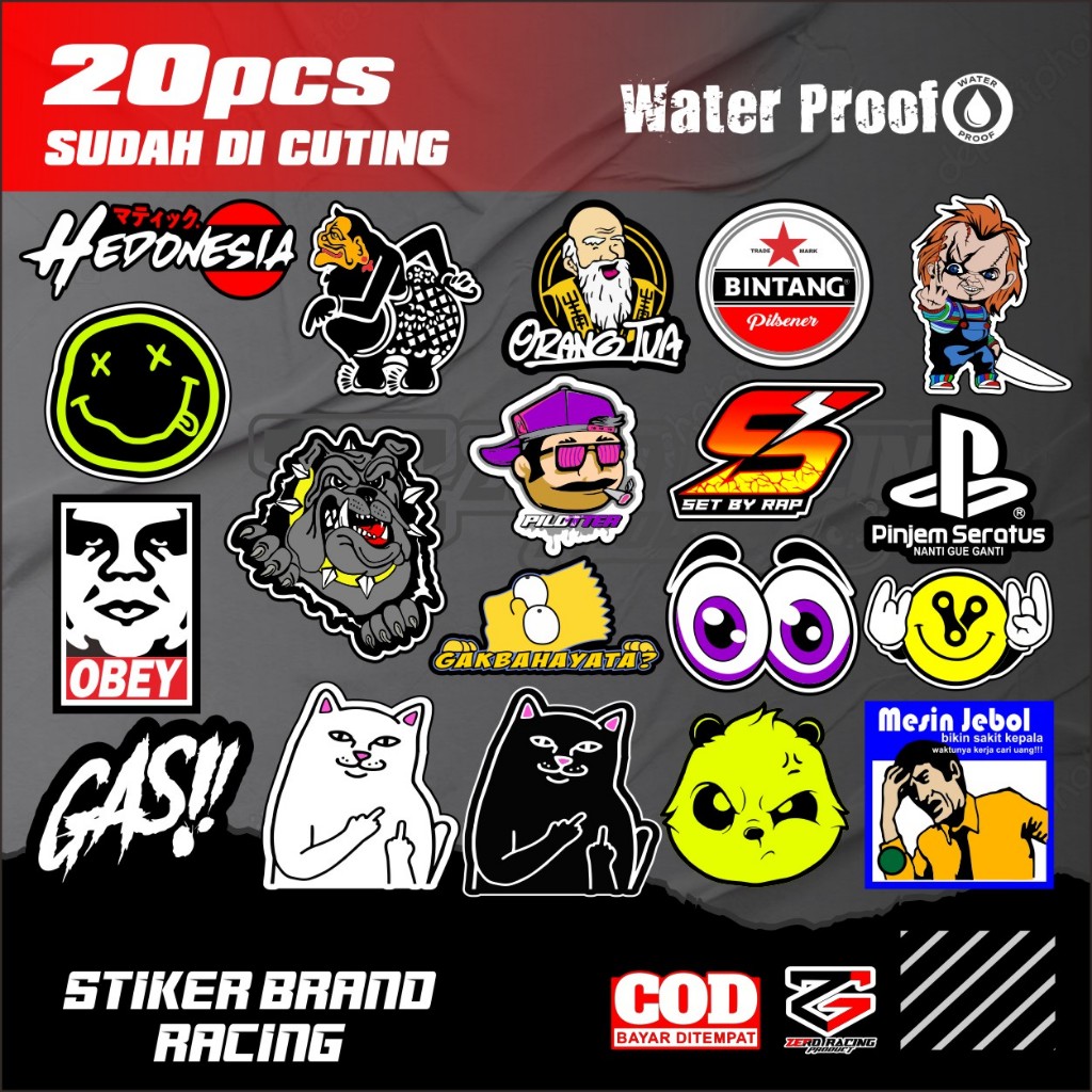 

Stiker tempel stiker paket 20pcs stiker kata - kata stiker brand racing