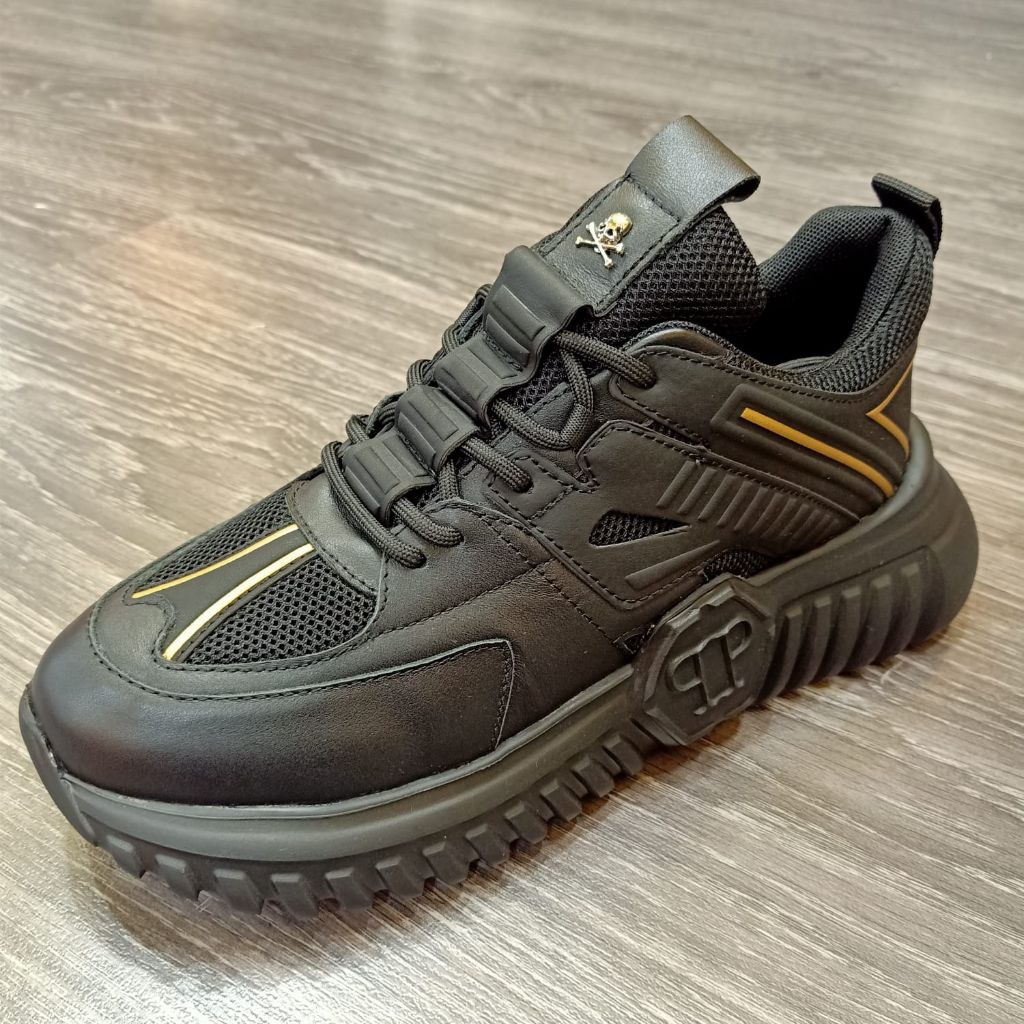 Sepatu sneaker Philip plein black sepatu Sneakers pria kulit