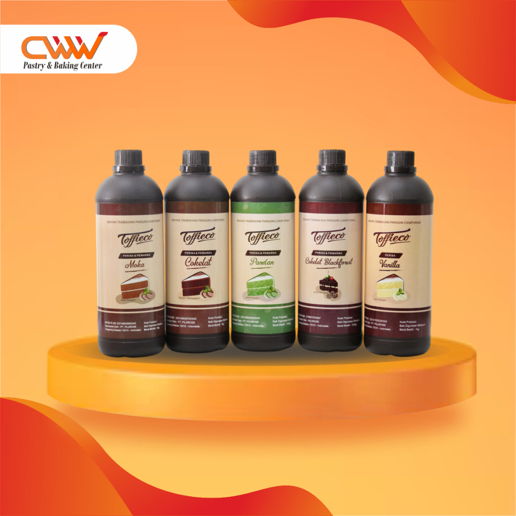 

Toffieco Pasta Perisa Pewarna Makanan Cair 1L Coklat Vanilla Pandan Moka Blackforest Zero Rum Bakar