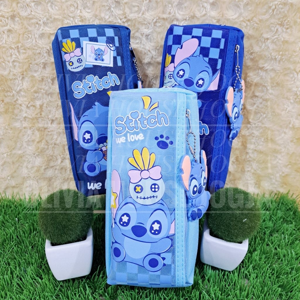 

Pencil Case Stitch Kain Jaring 5826 Kotak Pensil Stitch Gantungan Karet Tempat Pensil Stitch Biru Kain
