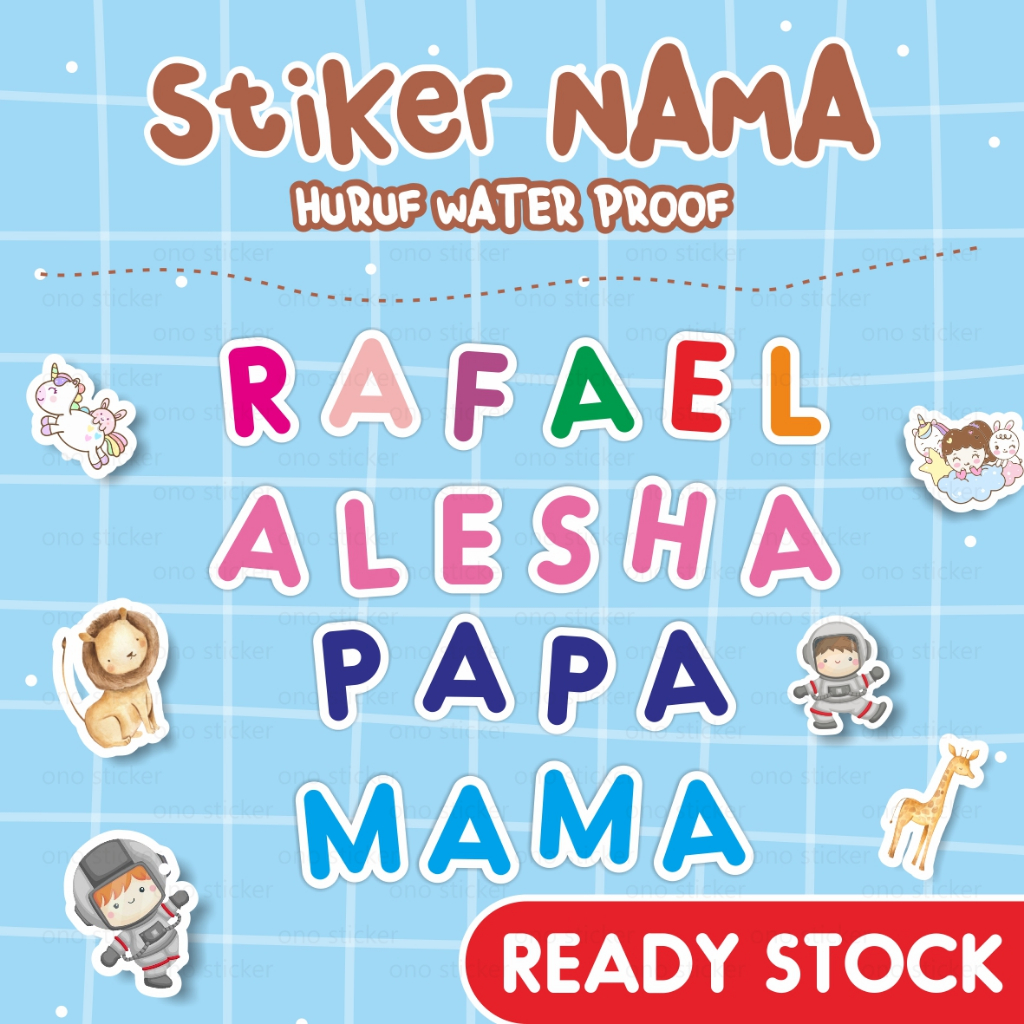

Stiker Nama Huruf Waterproof Anak Sekolah Readystock Siap Pakai Label Back to School Tahan Air