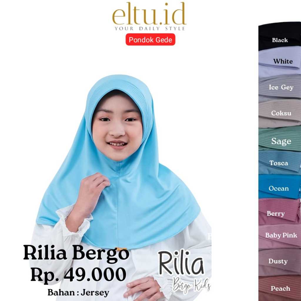 ELTU Rilia Bergo Anak - Fashion Muslim Kerudung Hijab Bergo Anak Pet Kecil Bahan Spandek Best Seller